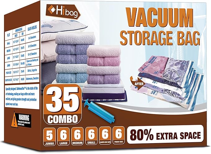 HIBAG vacuümzakken, 10 Jumbo ruimtebesparende vacuümzakken, vacuümzakken, vacuümzakken voor kleding, dekbedden, dekens, beddengoed (10J) 