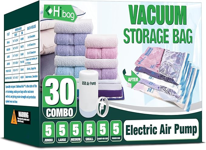 HIBAG vacuümzakken, 10 Jumbo ruimtebesparende vacuümzakken, vacuümzakken, vacuümzakken voor kleding, dekbedden, dekens, beddengoed (10J) 