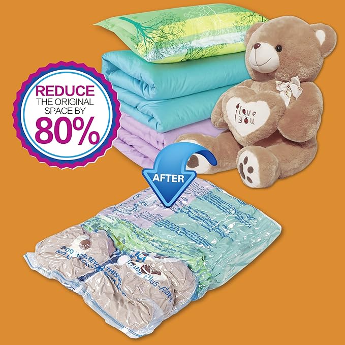 HIBAG vacuümzakken, 10 Jumbo ruimtebesparende vacuümzakken, vacuümzakken, vacuümzakken voor kleding, dekbedden, dekens, beddengoed (10J) 