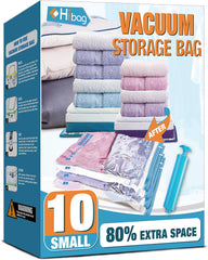 HIBAG vacuümzakken, 10 Jumbo ruimtebesparende vacuümzakken, vacuümzakken, vacuümzakken voor kleding, dekbedden, dekens, beddengoed (10J) 