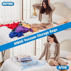 HIBAG vacuümzakken, 10 Jumbo ruimtebesparende vacuümzakken, vacuümzakken, vacuümzakken voor kleding, dekbedden, dekens, beddengoed (10J) 