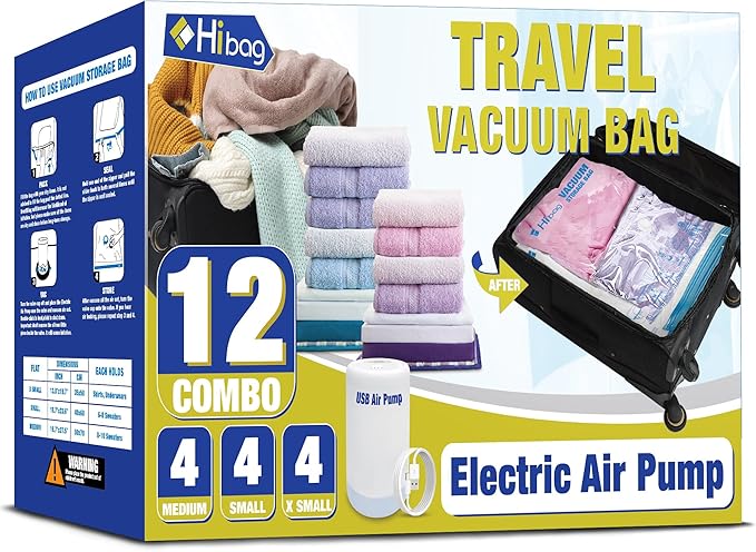 HIBAG vacuümzakken, 10 Jumbo ruimtebesparende vacuümzakken, vacuümzakken, vacuümzakken voor kleding, dekbedden, dekens, beddengoed (10J) 